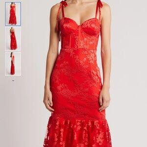 Lulus Dramatic Desires Floral Embroidery Bustier Gown, size M